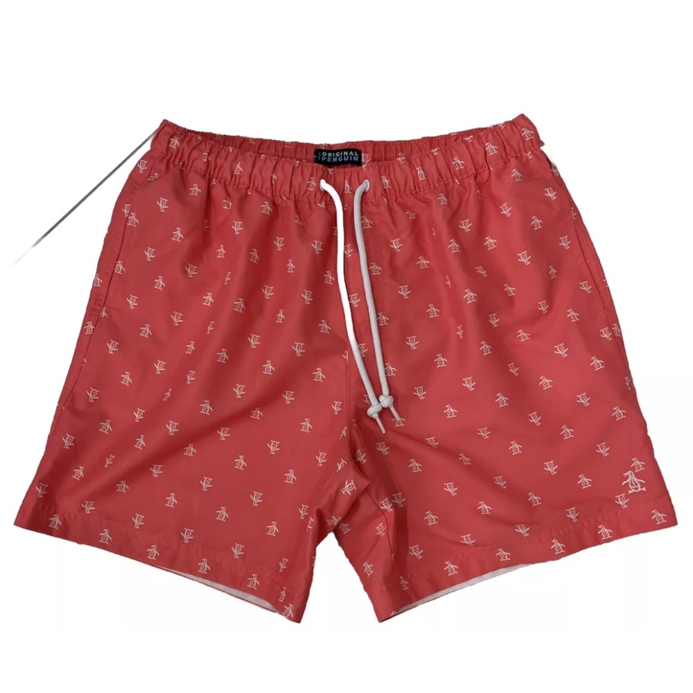 Mens Original Penguin by Munsingwear Lined Swim Trunks Shorts Size Medium PINK